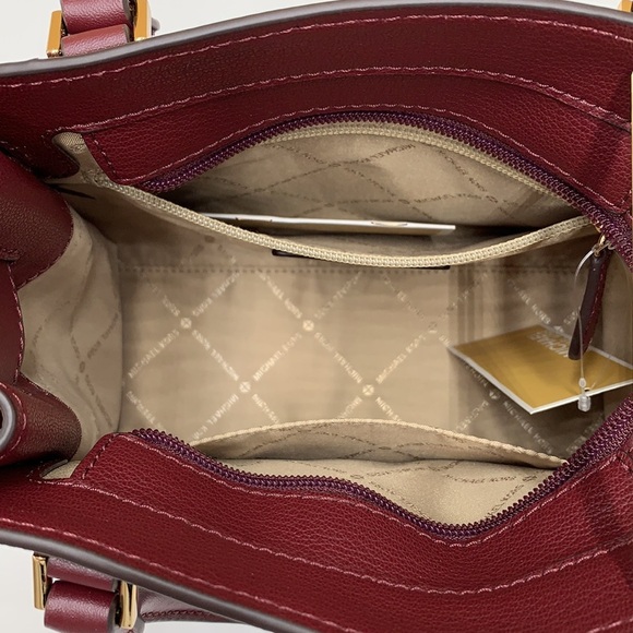 Michael Kors Hamilton Small Satchel Shoulder Crossbody Bag Dark Cherry color - Picture 10 of 15